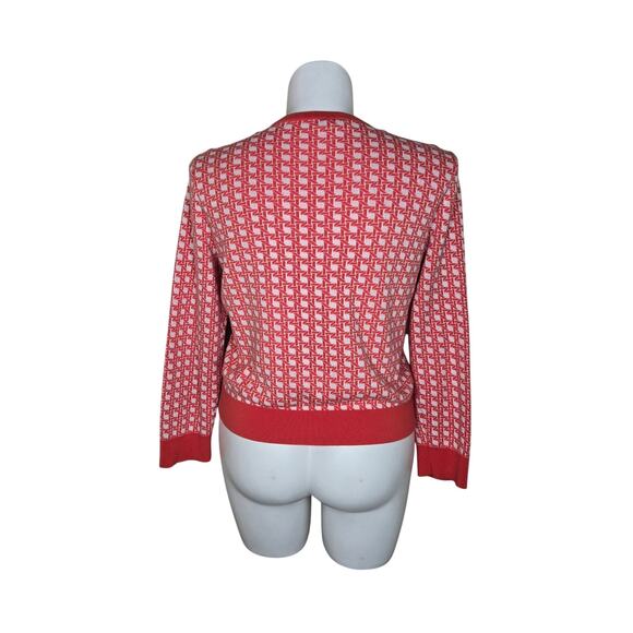 LOFT OUTLET Printed Button Up Cardigan Orange & White Size XL - Picture 2 of 14